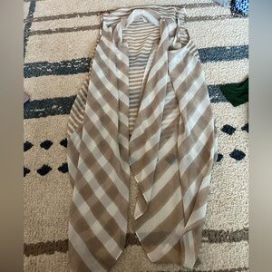 Chico's Beige and White Striped sleeve less shawl